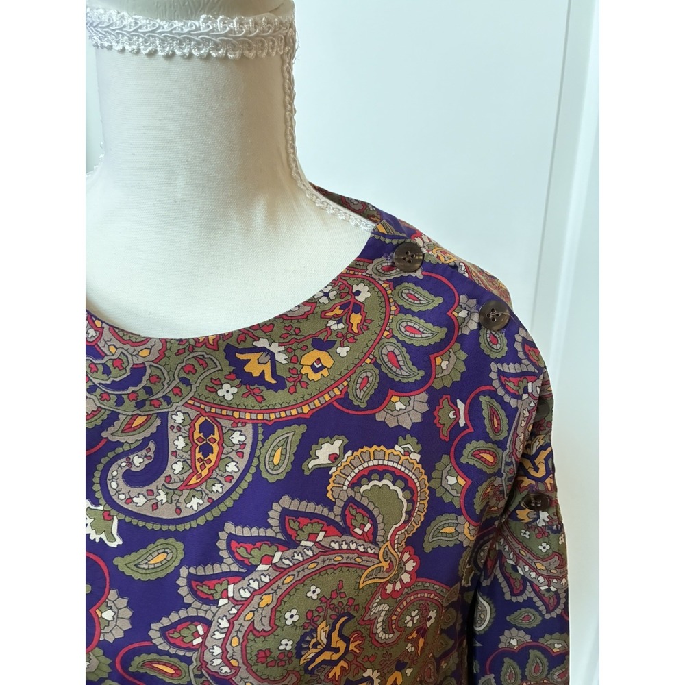 CHAUS Womens Size 20W/34 Button Blouse Purple Green Paisley Short Sleeve - Picture 3 of 16